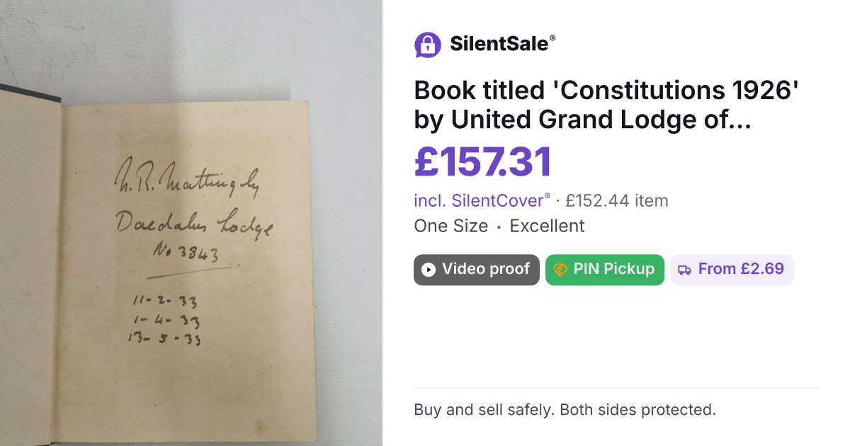 Book titled 'Constitutions 1926' by United Grand Lodge of England