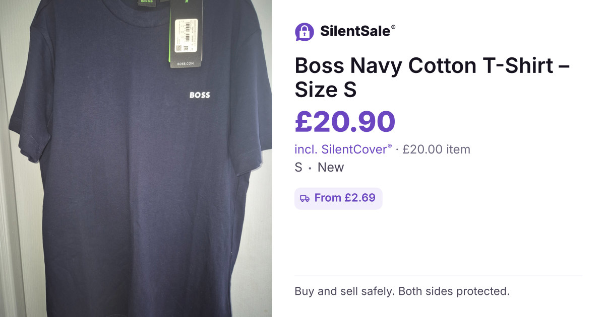 Boss Navy Cotton T-Shirt – Size S