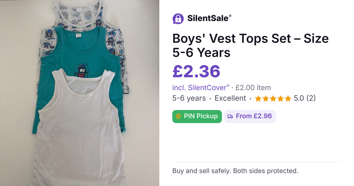 Boys' Vest Tops Set – Size 5-6 Years