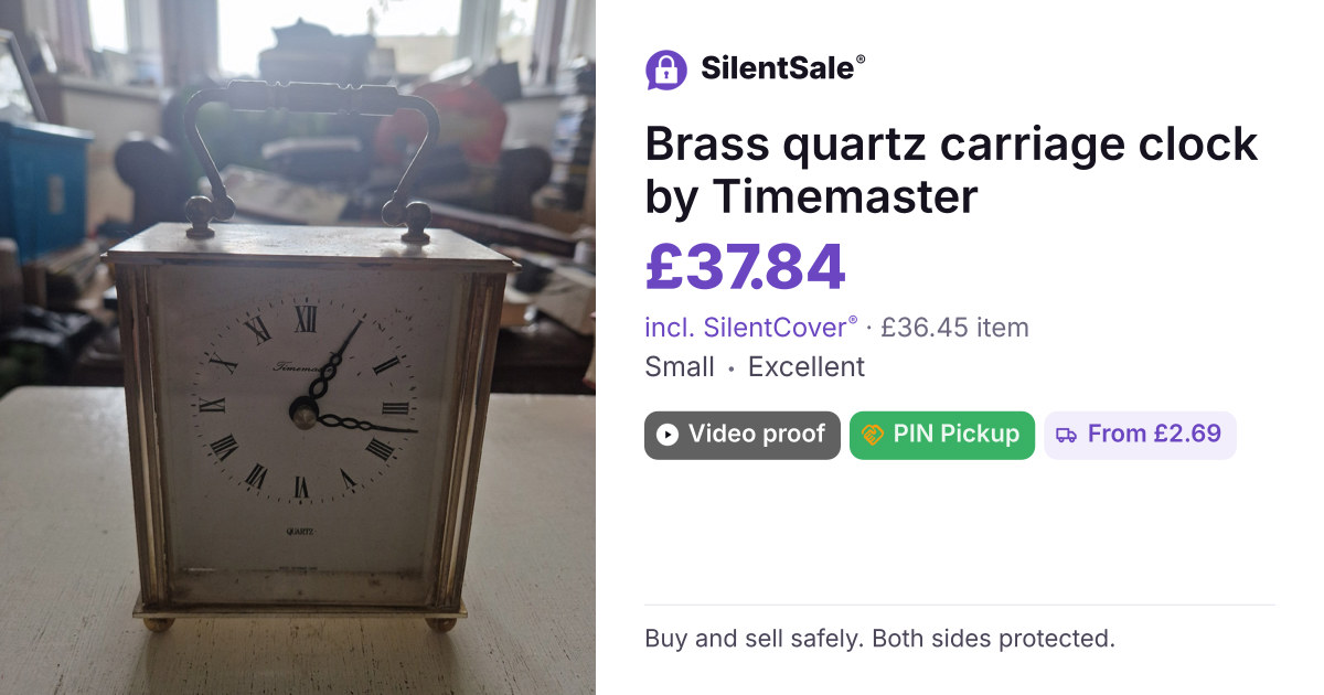 Brass quartz carriage clock by Timemaster