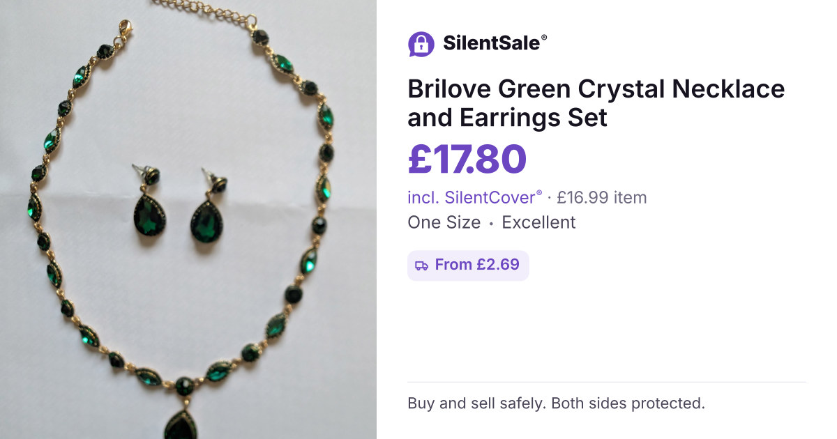 Brilove Green Crystal Necklace and Earrings Set