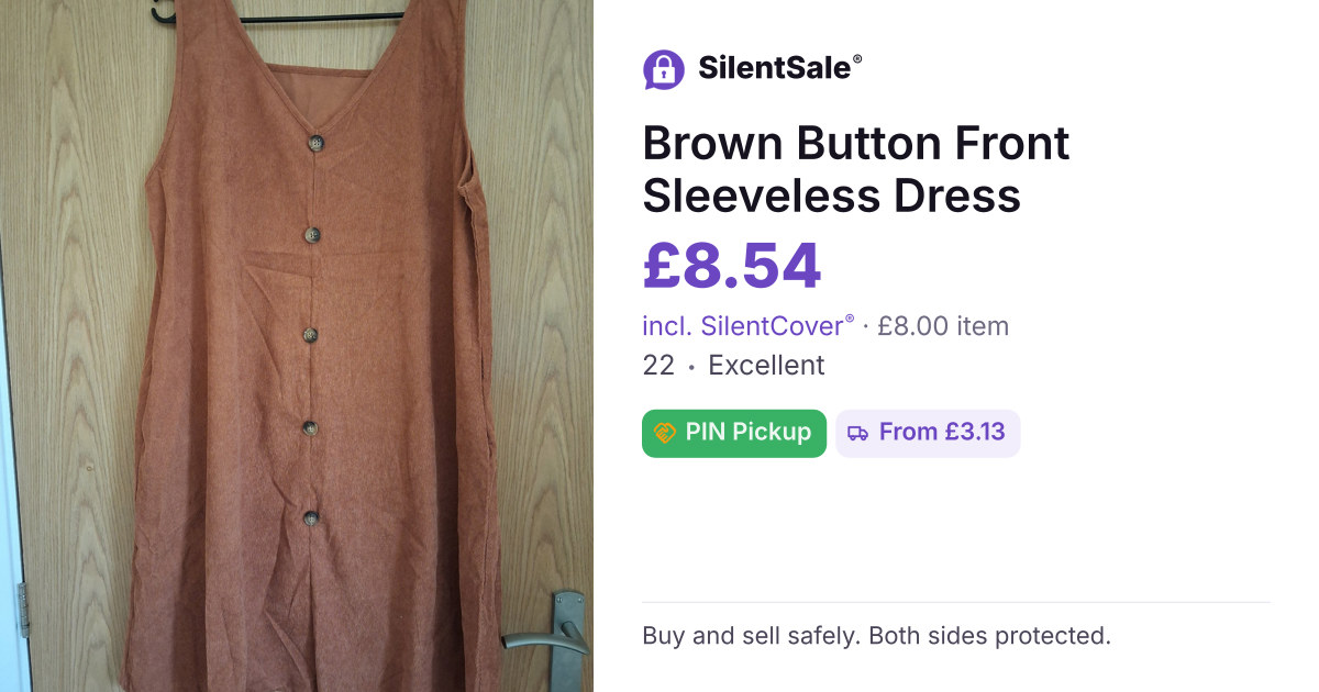 Brown Button Front Sleeveless Dress