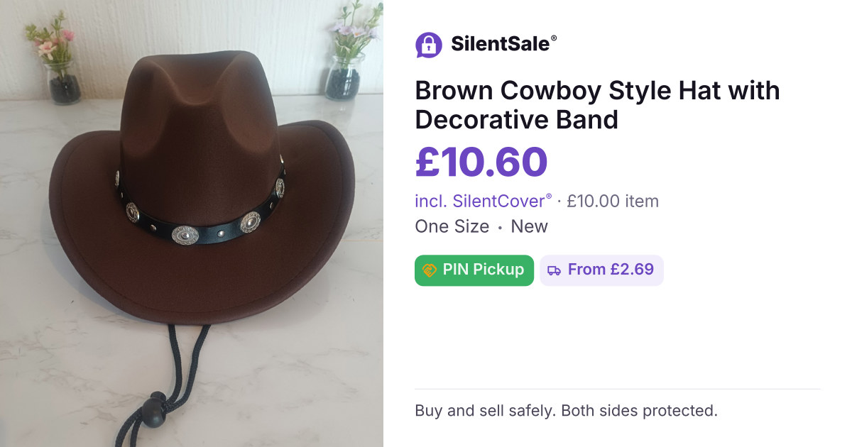 Brown Cowboy Style  Hat with Decorative Band