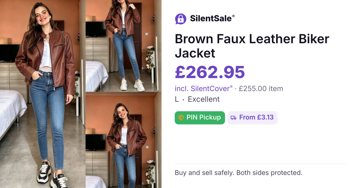 Brown Faux Leather Biker Jacket