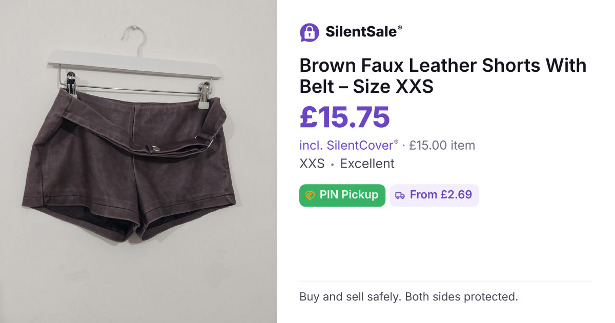Brown Faux Leather Shorts With Belt – Size XXS