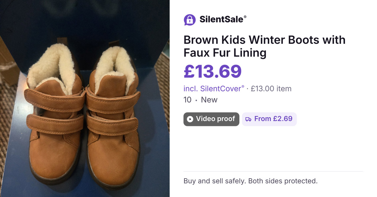 Brown Kids Winter Boots with Faux Fur Lining