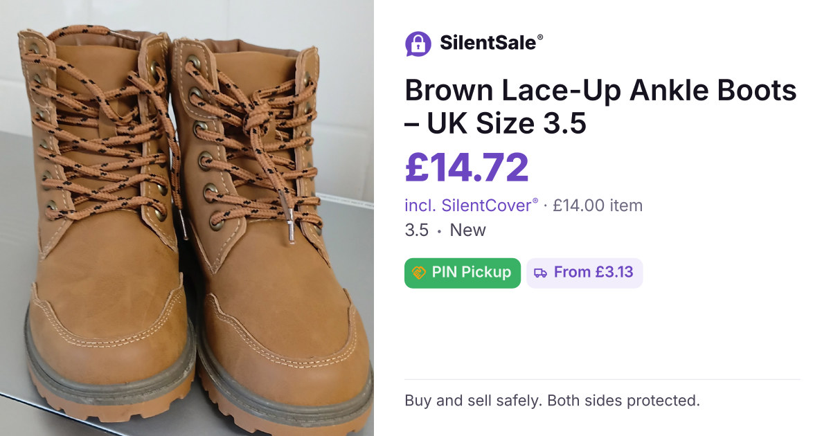 Brown Lace-Up Ankle Boots – UK Size 3.5