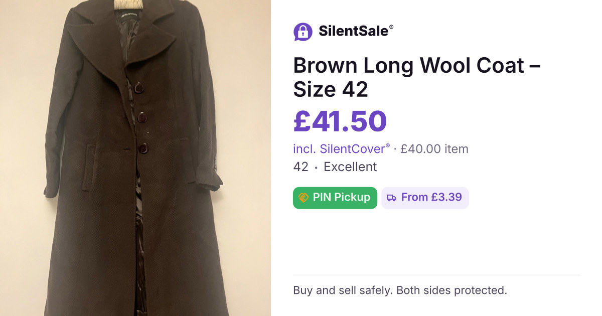 Brown Long Wool Coat – Size 42