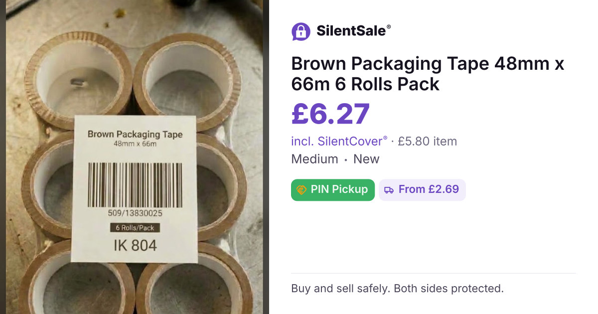 Brown Packaging Tape 48mm x 66m 6 Rolls Pack