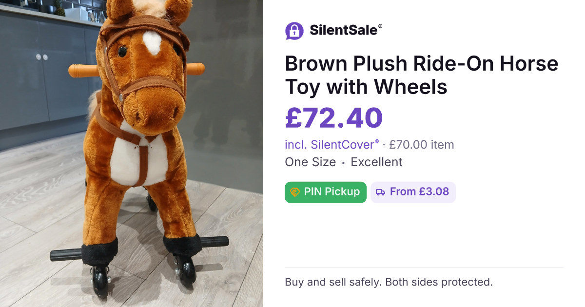 Brown Plush Ride-On Horse Toy with Wheels