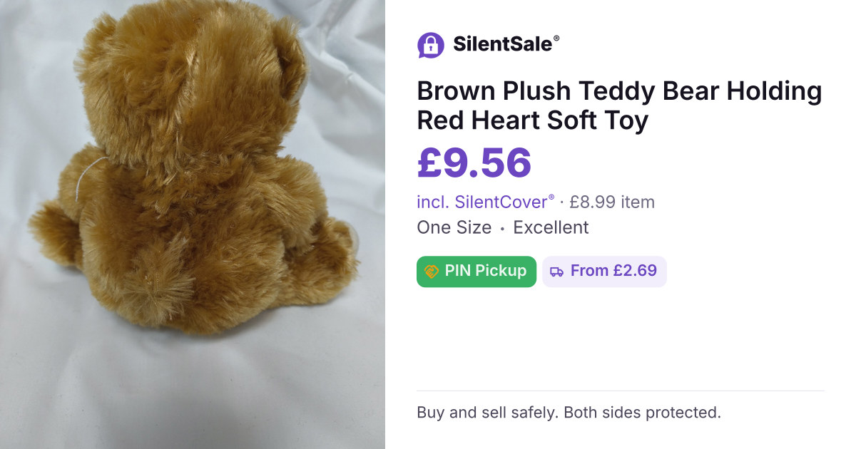 Brown Plush Teddy Bear Holding Red Heart Soft Toy