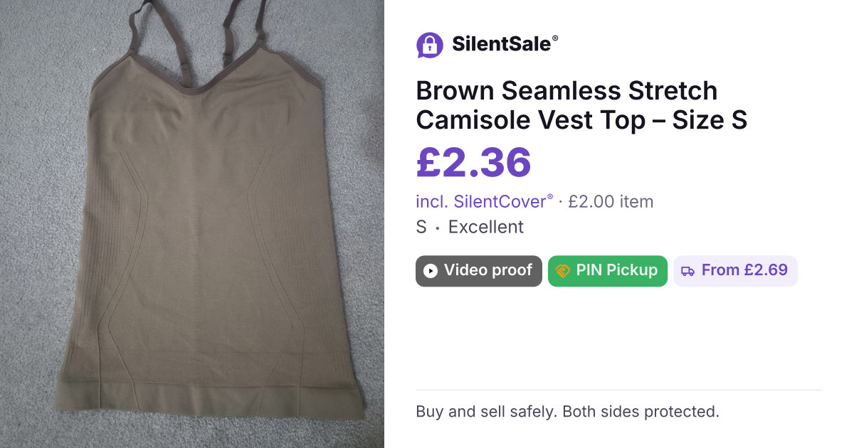 Brown Seamless Stretch Camisole Vest Top – Size S