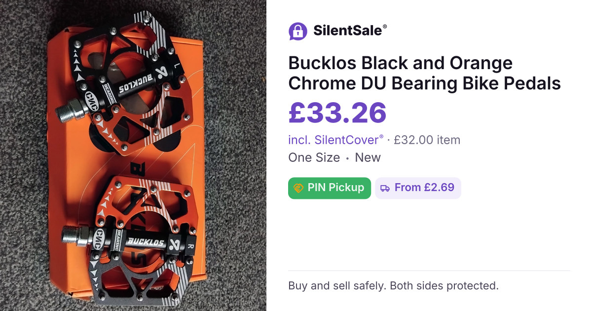 Bucklos Black and Orange Chrome DU Bearing Bike Pedals