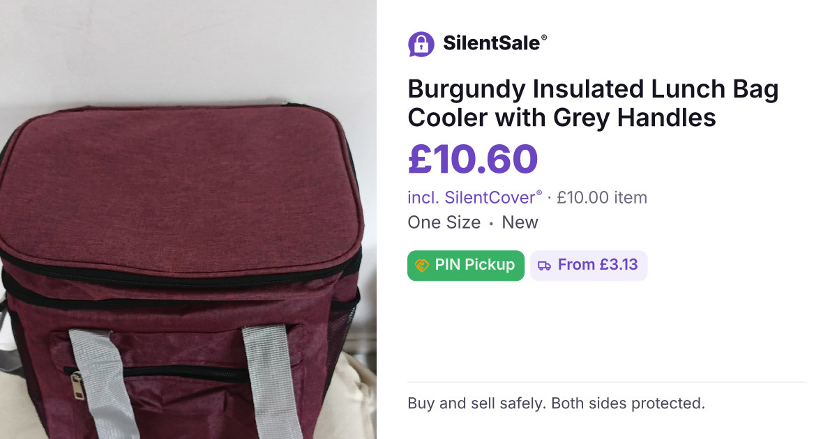 Burgundy Insulated Lunch Bag Cooler with Grey Handles