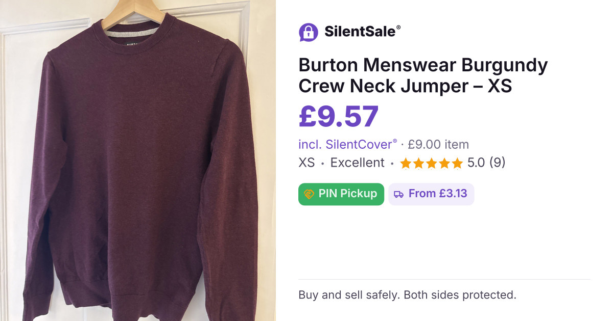 Burton Menswear Burgundy Crew Neck Jumper – XS
