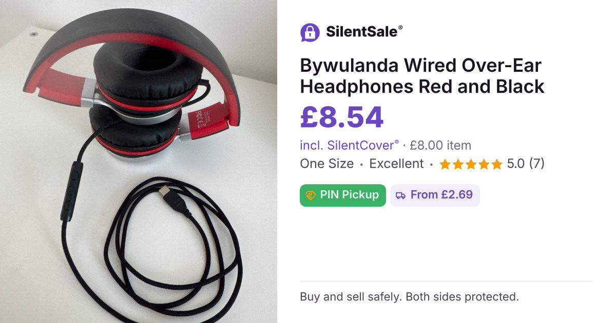 Bywulanda Wired Over-Ear Headphones Red and Black
