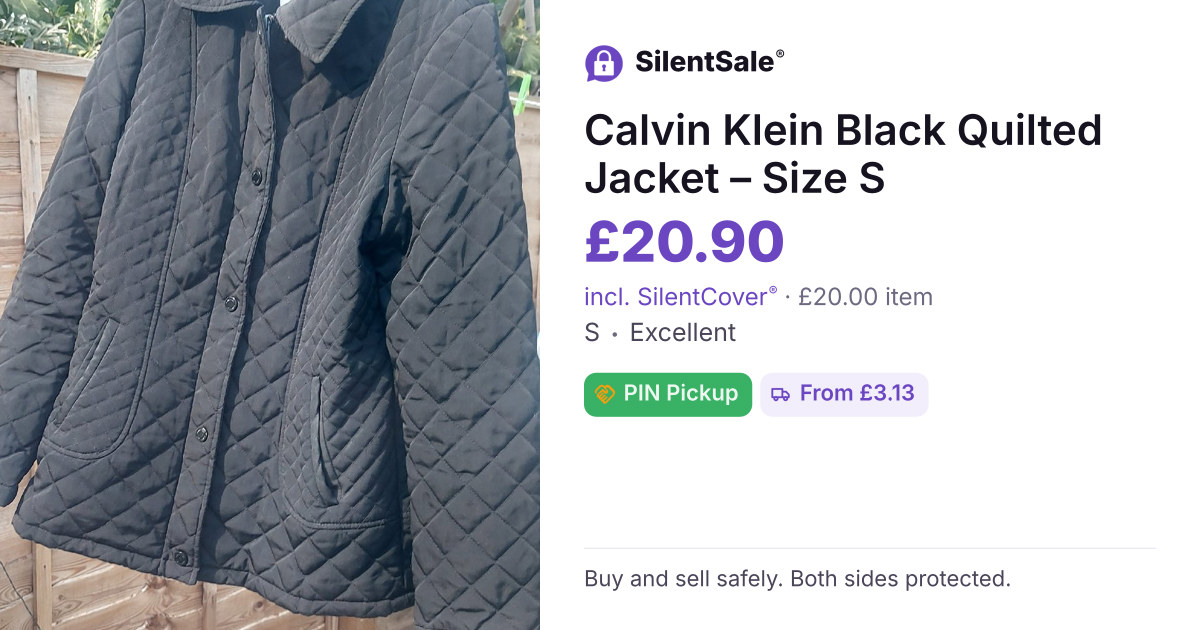 Calvin Klein Black Quilted Jacket – Size S