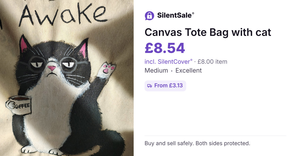 Canvas Tote Bag with cat