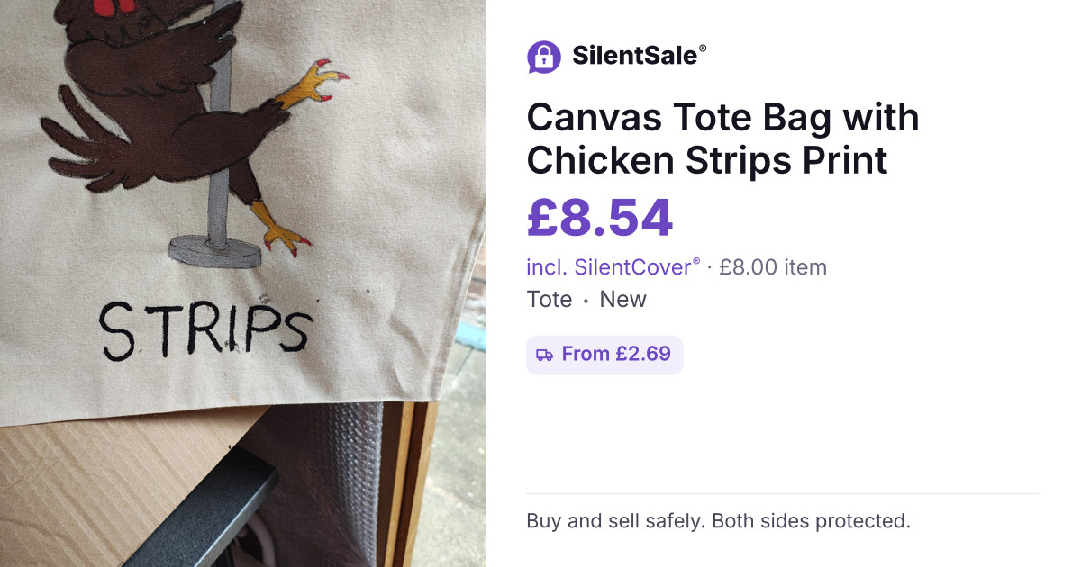 Canvas Tote Bag with Chicken Strips Print