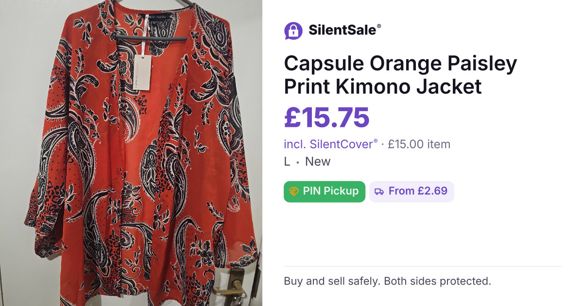 Capsule Orange Paisley Print Kimono Jacket