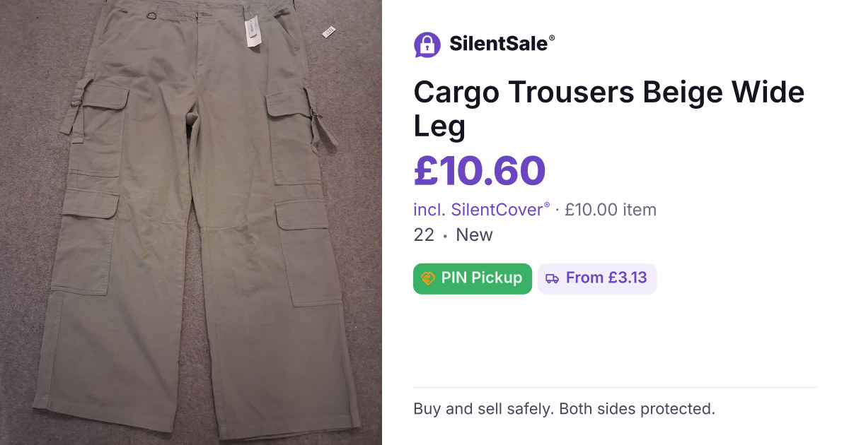 Cargo Trousers Beige Wide Leg