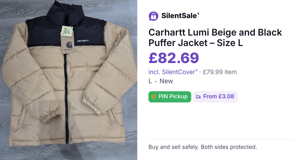 Carhartt Lumi Beige and Black Puffer Jacket – Size L