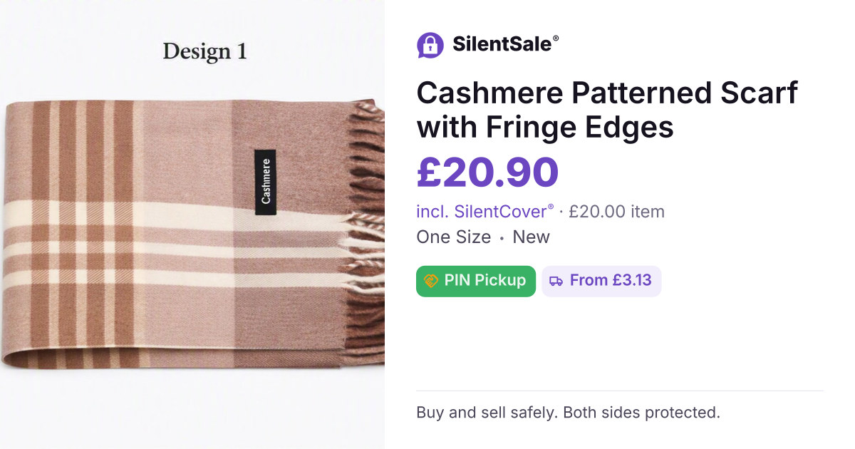 Cashmere Patterned Scarf with Fringe Edges
