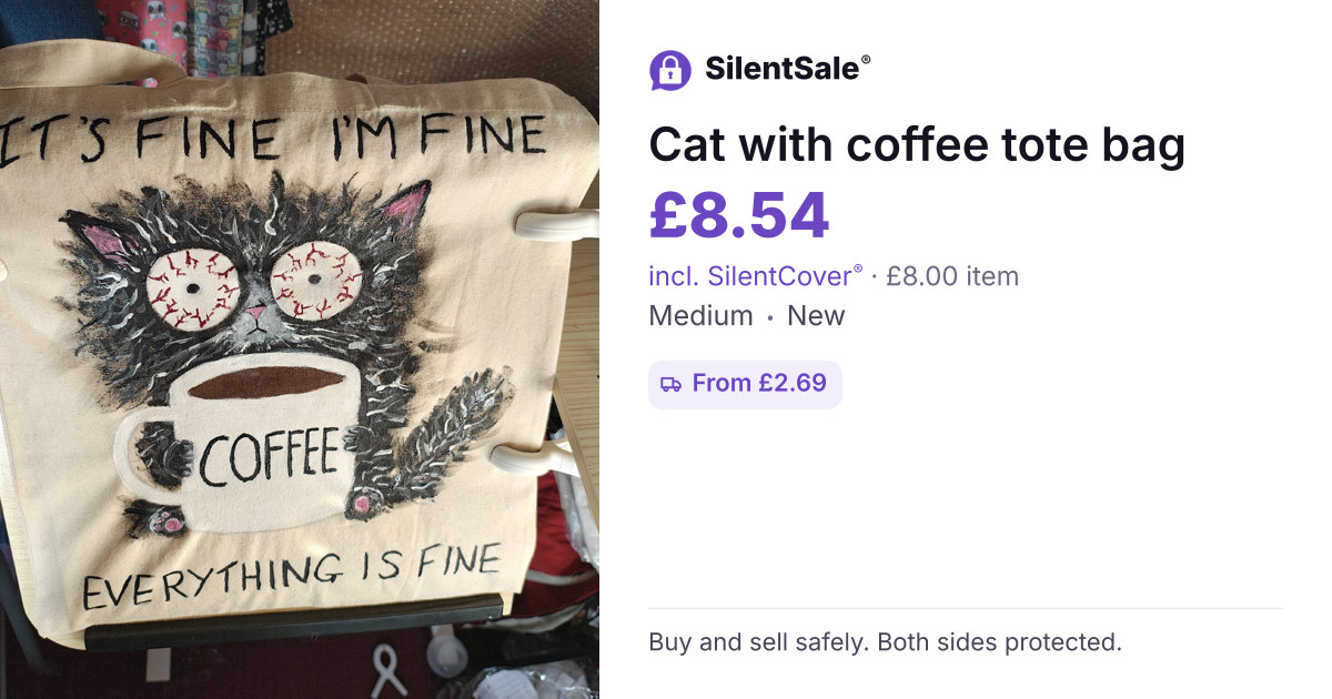 Cat with coffee tote bag 