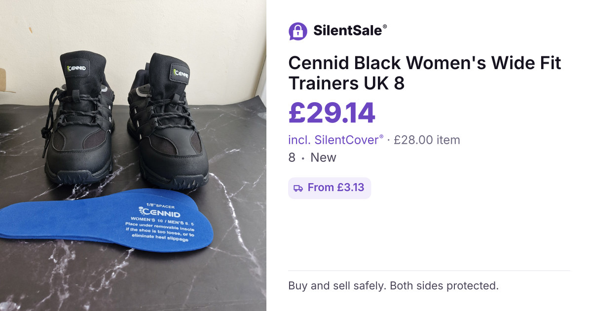 Cennid Black Women's Wide Fit Trainers UK 8