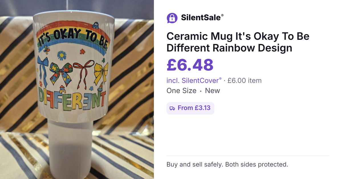 Ceramic Mug It's Okay To Be Different Rainbow Design