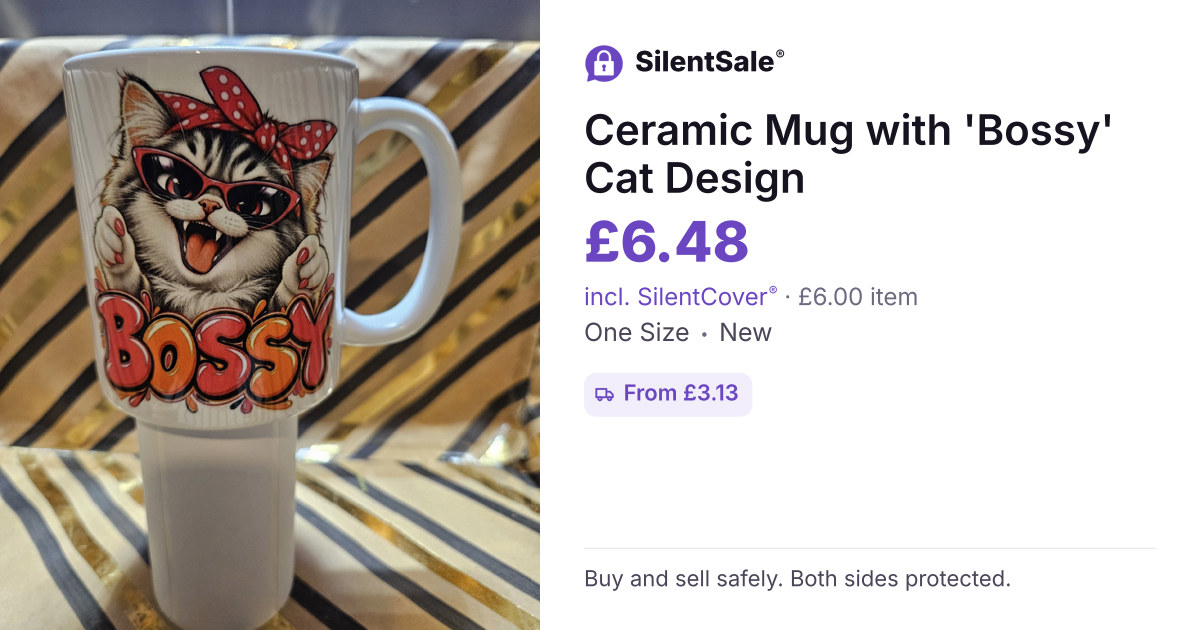 Ceramic Mug with 'Bossy' Cat Design