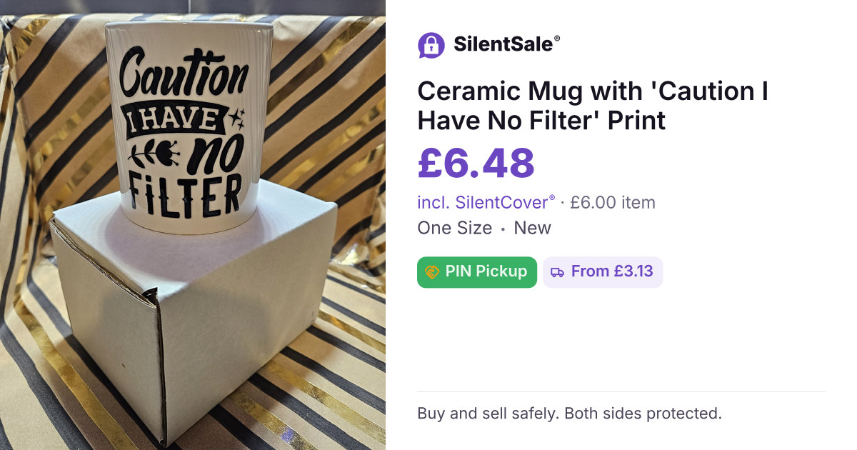 Ceramic Mug with 'Caution I Have No Filter' Print