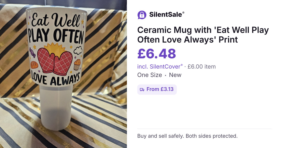 Ceramic Mug with 'Eat Well Play Often Love Always' Print