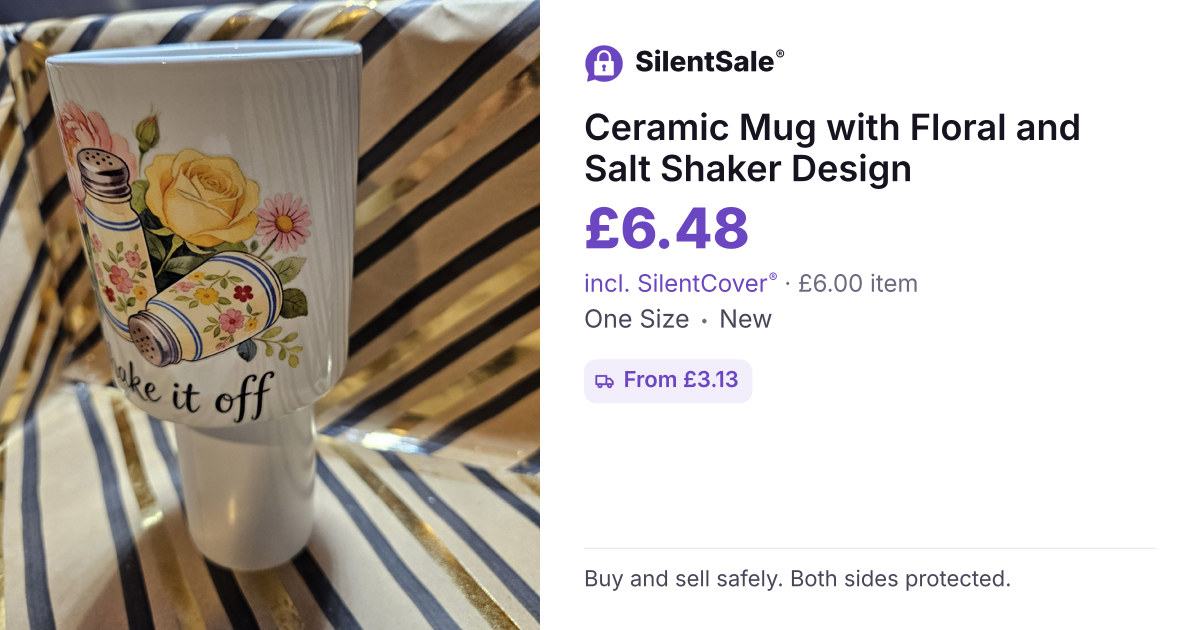 Ceramic Mug with Floral and Salt Shaker Design