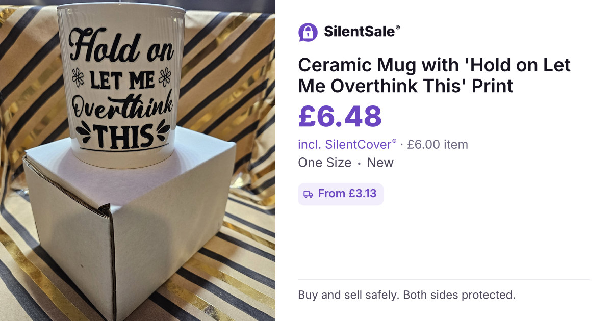 Ceramic Mug with 'Hold on Let Me Overthink This' Print