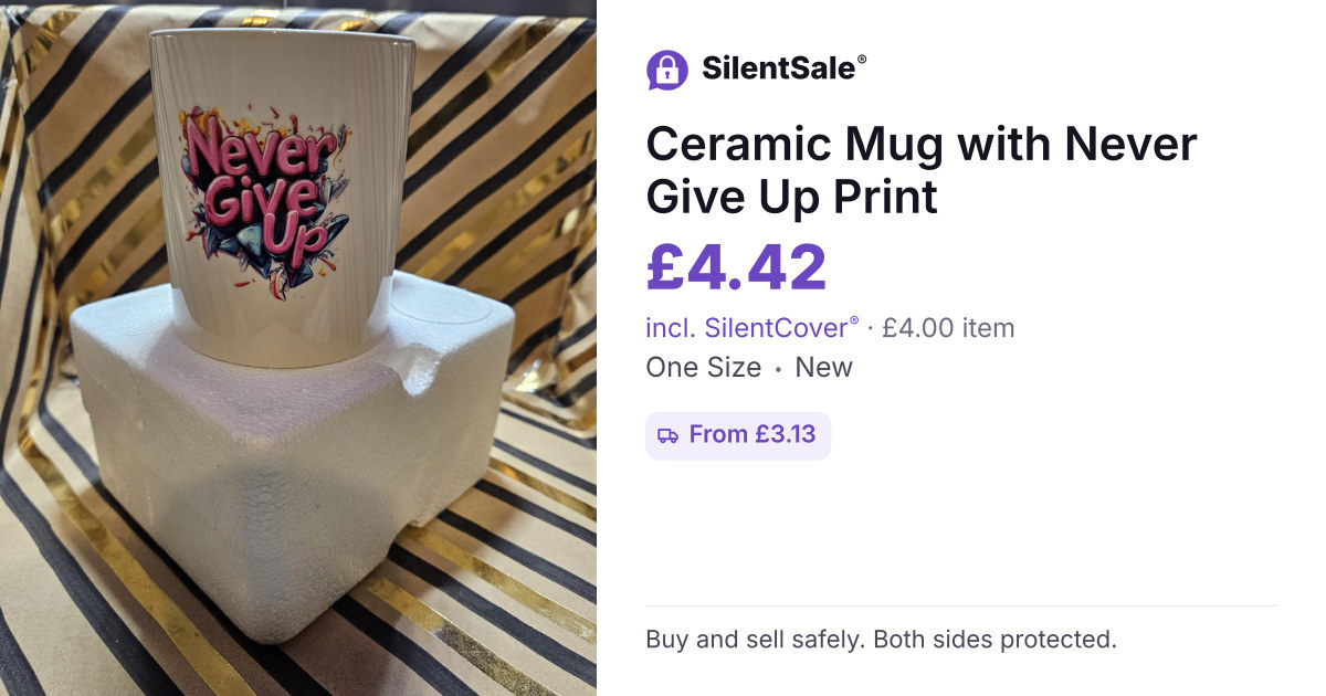 Ceramic Mug with Never Give Up Print