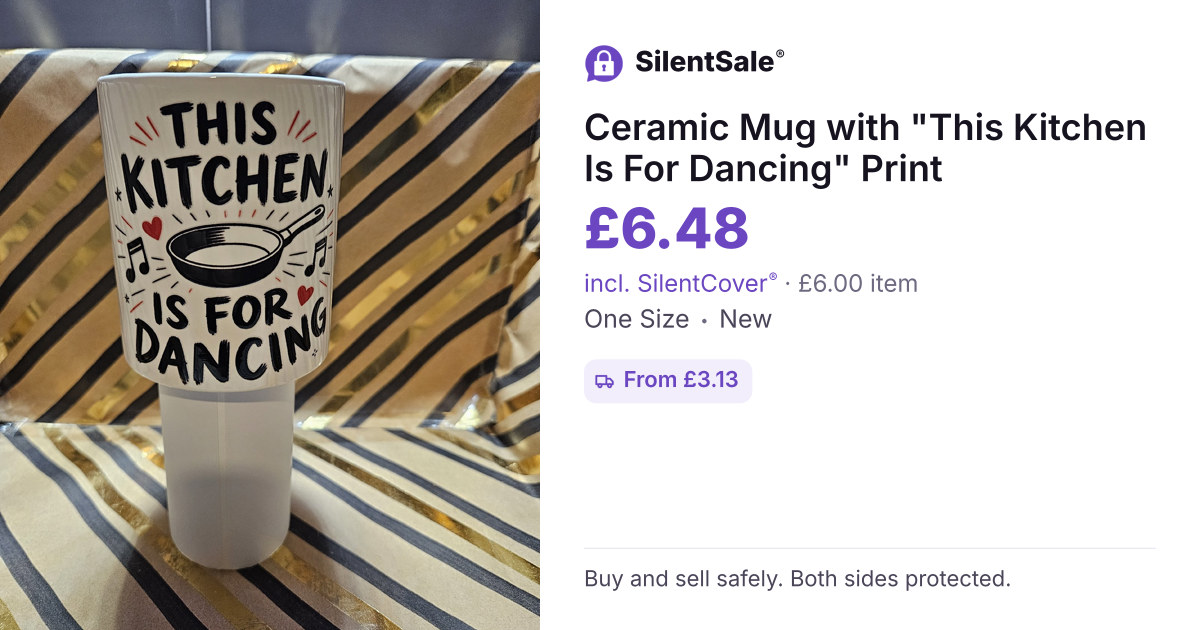 Ceramic Mug with "This Kitchen Is For Dancing" Print