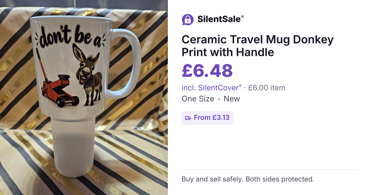 Ceramic Travel Mug Donkey Print with Handle