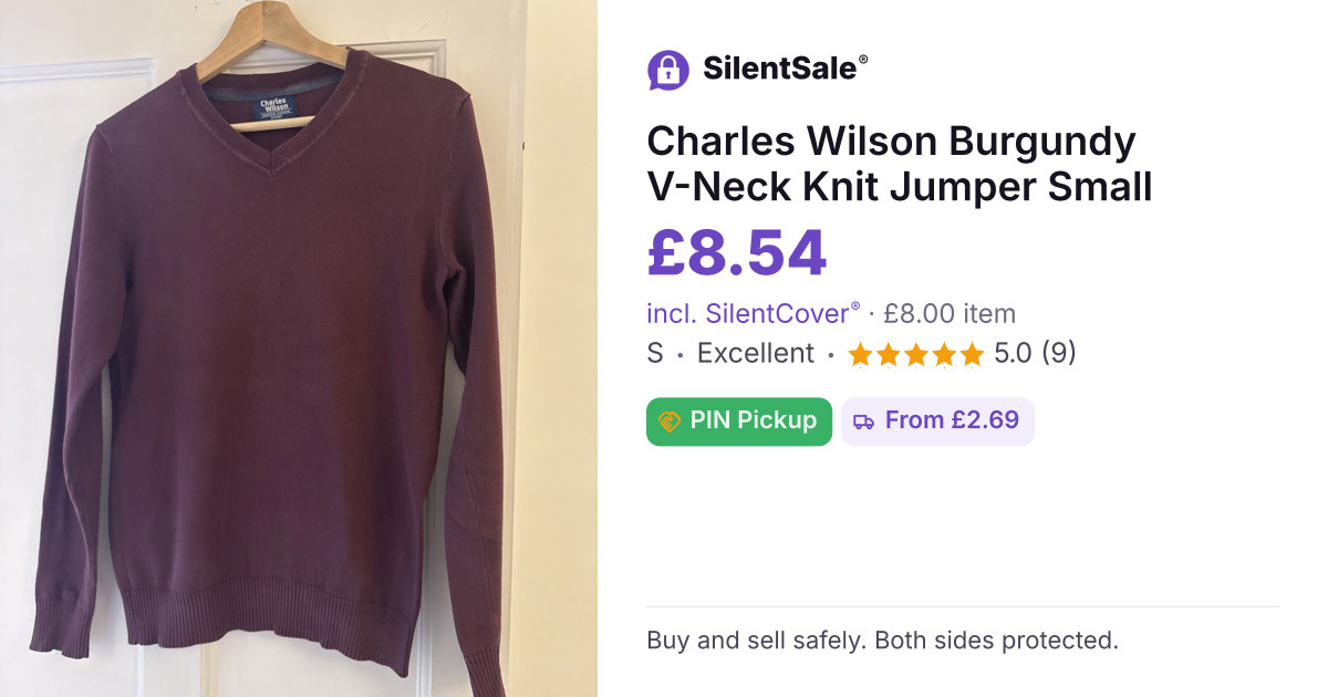 Charles Wilson Burgundy V-Neck Knit Jumper Small