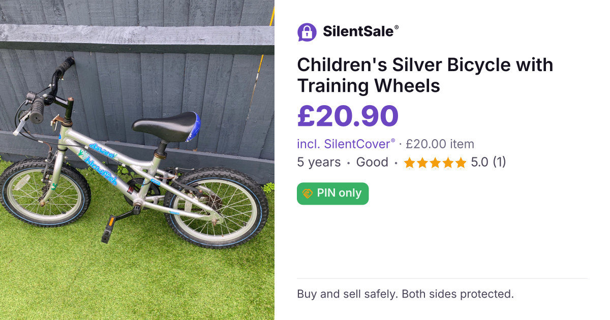Children's Silver Bicycle with Training Wheels