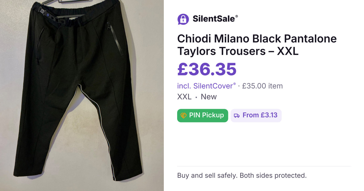Chiodi Milano Black Pantalone Taylors Trousers – XXL