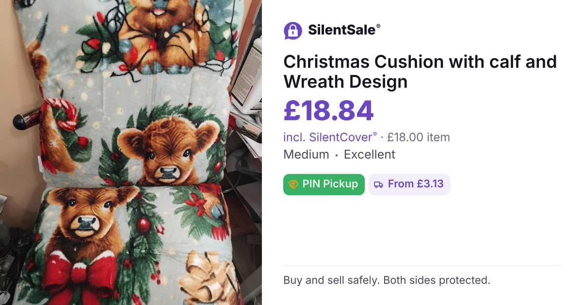 Christmas Cushion with calf and Wreath Design