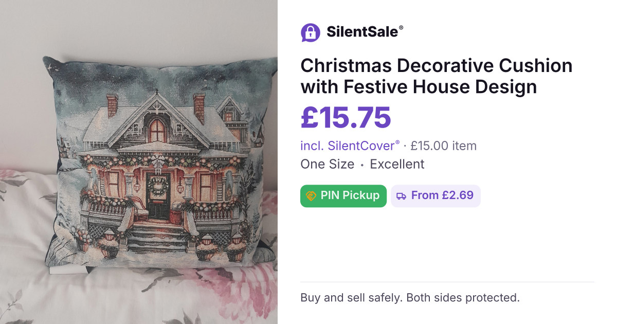 Christmas Decorative Cushion with Festive House Design