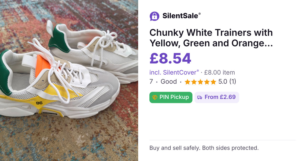 Chunky White Trainers with Yellow, Green and Orange Details