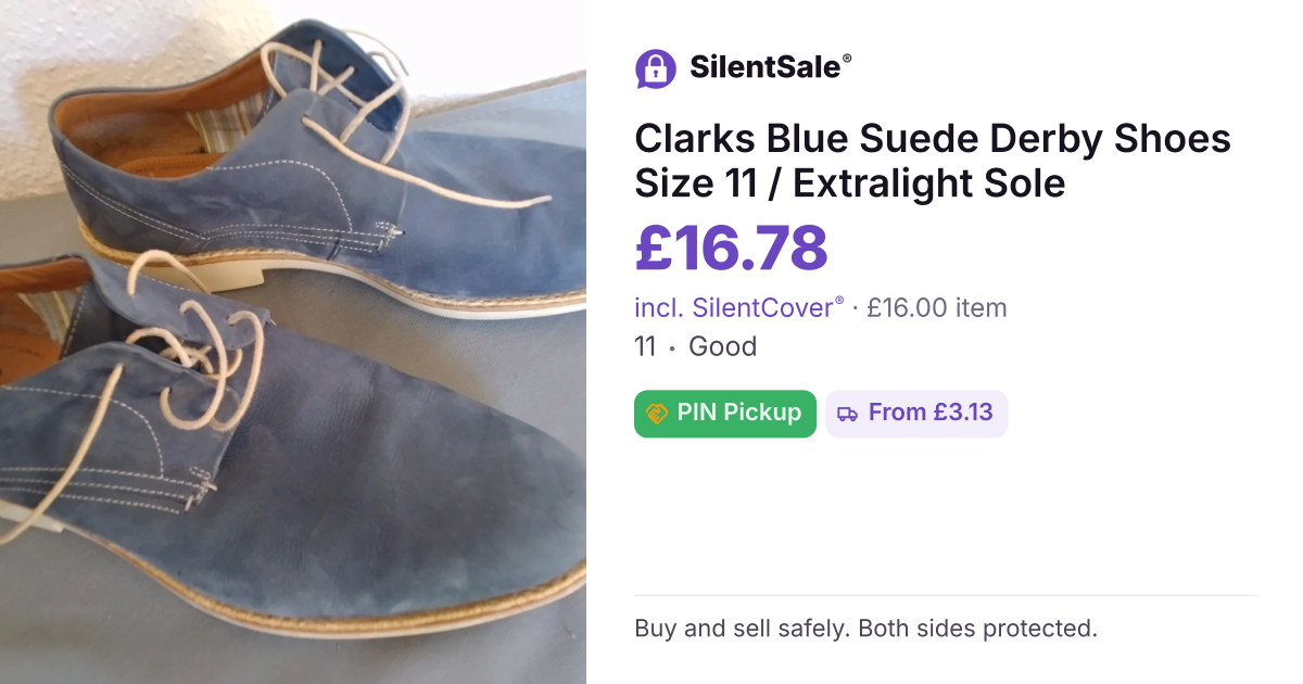 Clarks Blue Suede Derby Shoes Size 11 / Extralight Sole