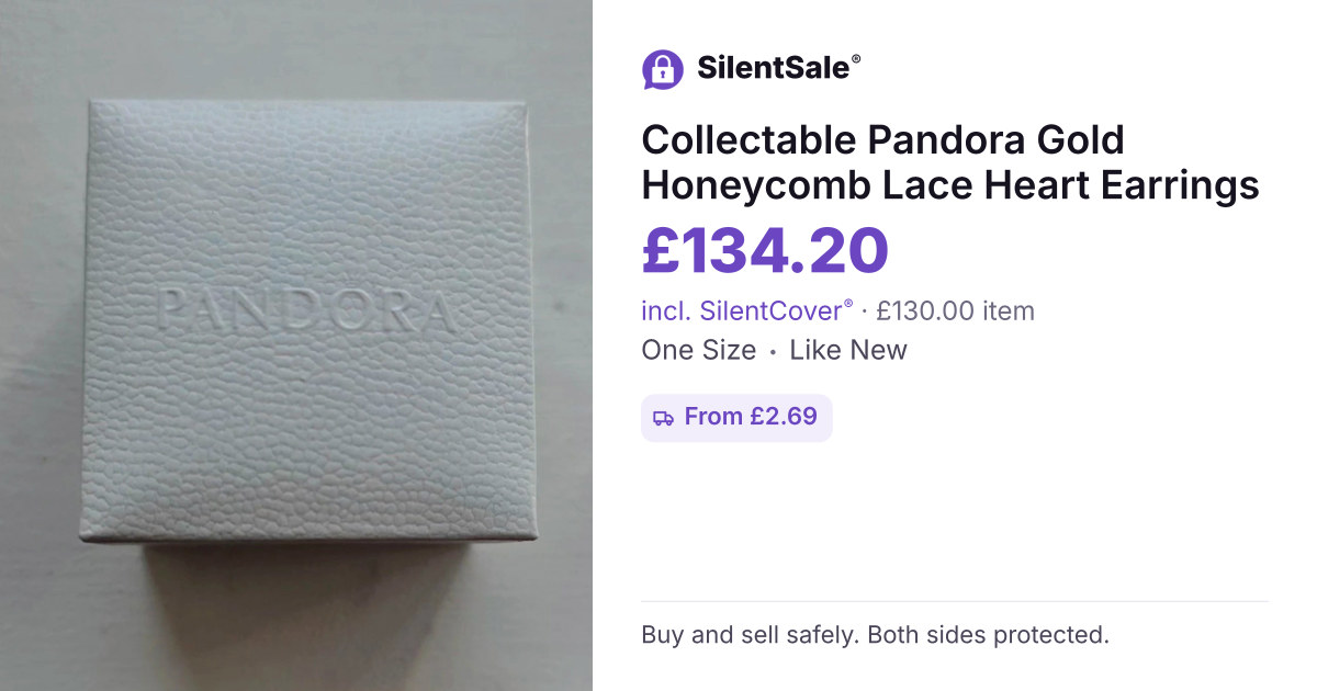 Collectable Pandora Gold Honeycomb Lace Heart Earrings