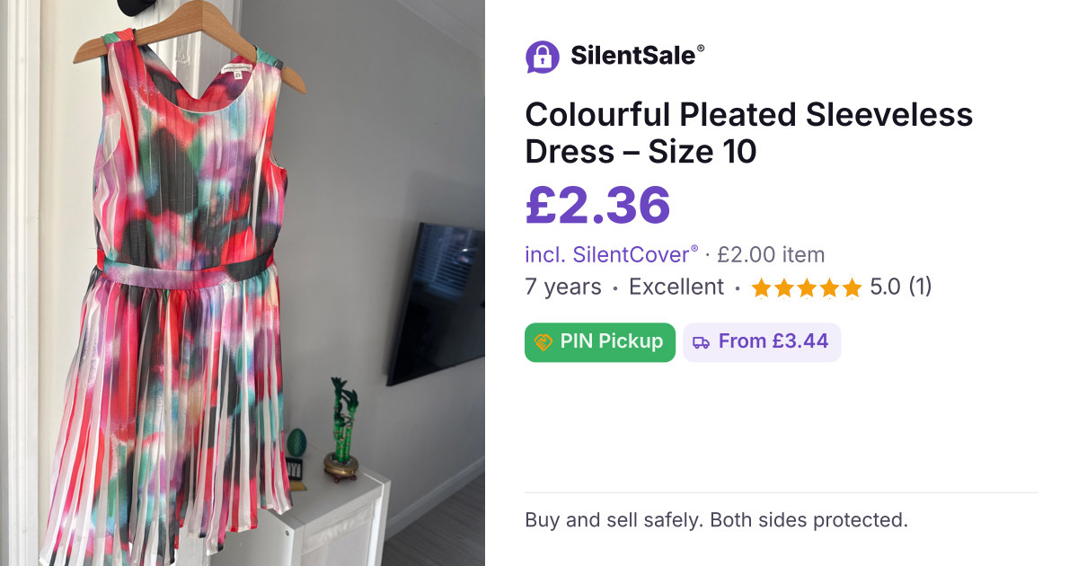 Colourful Pleated Sleeveless Dress – Size 10