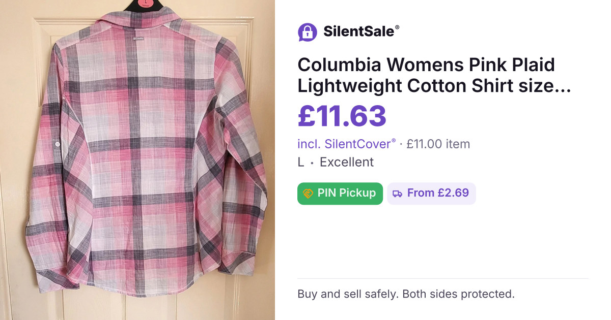 Columbia Womens Pink Plaid Lightweight Cotton Shirt size large