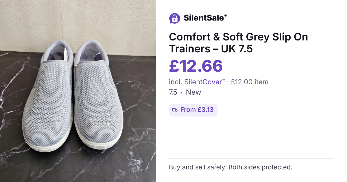 Comfort & Soft Grey Slip On Trainers – UK 7.5