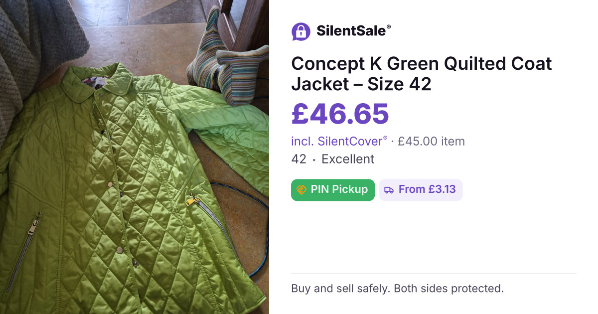 Concept K Green Quilted Coat Jacket – Size 42